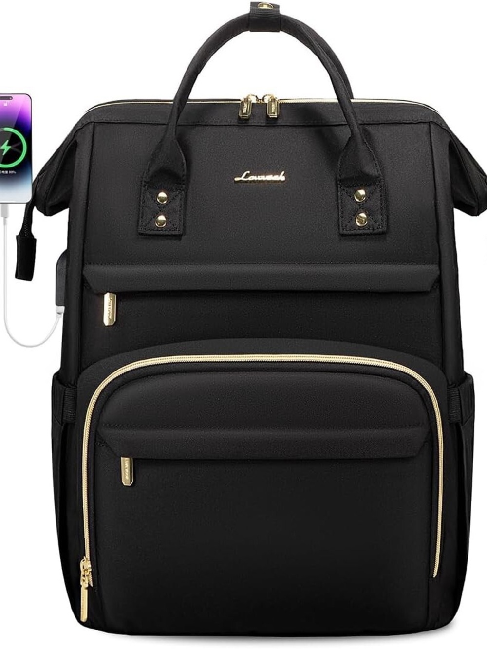 LOVEVOOK Laptop Backpack 15.6" –Black/ Gold Like New!